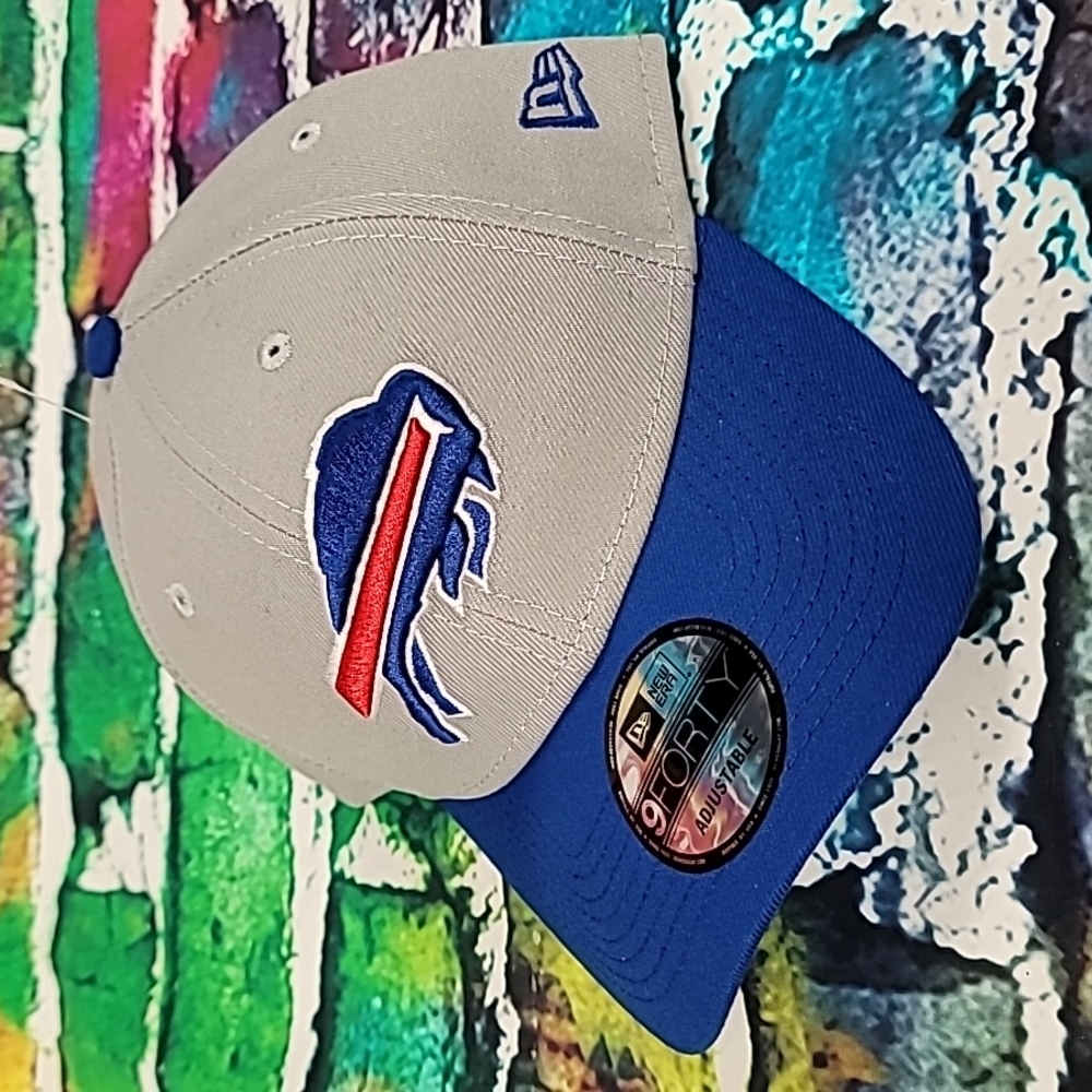 Buffalo Bills Hat Cap Adjustable Strapback New Era 9Forty NFL Football Gray/Blue